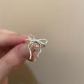 Elegant 925 sterling silver bow knot adjustable open ring for women in silver color - Simple Bow Style (JZ0824) / Adjustable Open / Silver