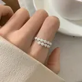 Elegant 925 sterling silver open ring featuring a delicate double-row rose pattern - Double-row Micro-carved Rose Style (JZ0732) / Adjustable Open / Silver