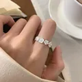 Elegant 925 sterling silver adjustable daisy flower ring for women, minimalist style. - Continuous Daisy Shape Style (JZ0734) / Adjustable Open / Silver