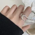 Elegant 925 sterling silver minimalist open ring with unique twisted wire design for women - Double-Line Twisted Style (JZ0383) / Adjustable Open / Silver