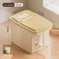 Khaki rice storage bucket with handle and 10 catty capacity moisture-proof grain bin - 5kg Capacity (With Measuring Cup) / Khaki