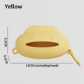 Yellow cloud-shaped silicone pet waste bag dispenser with metal carabiner clip 11cm - Cloud Dispenser (A0109) / Silicone Part / Yellow