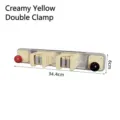 Cream yellow wall mounted mop holder with double clips and hooks 34.4cm - Double Clip / Milk Yellow