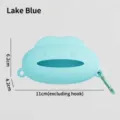 Lake blue silicone pet waste bag dispenser with portable carabiner hook for outdoor - Cloud Dispenser (A0109) / Silicone Part / Lake Blue