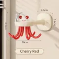 Cherry red jellyfish-shaped rotating kitchen wall hook for utensils, single pack included - 1 Piece / Red