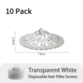 10-pack transparent white disposable hair filter mesh for bathroom floor drains - 10 Pieces Pack / Clear