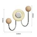 Modern double wood ball wall hook with cream suction cup mount for bathroom and kitchen - Double Hook / Milk Yellow