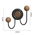 Modern double wood ball wall hook for bathroom or kitchen with dimensions 12.8cm width - Double Hook / Black