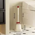 Cream white bell-shaped toilet brush set with red decorative bow and matching base holder - Cream White