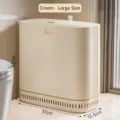 Großer cremefarbener Mülleimer mit Deckel, schmales Design für Badezimmer und Küche - L / Creme