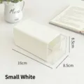 Small white acrylic desktop drawer storage box, 16x8.5x8.5cm, for organizing office desk. - Small White
