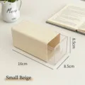 Small beige acrylic drawer storage box for desk organization, size 16x8.5x8.5cm data - Small Cream