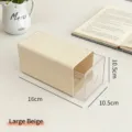 Large beige desk storage box with a clear acrylic drawer and cute bear shaped handle - Large Cream