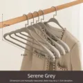 Non-slip grey flocked wide shoulder clothes hanger with non-marking design - Quiet Grey