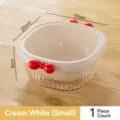 Cream white double-layer drainage basket with red bow decoration, small size unit - Small Cream White