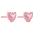 Minimalist glossy pink heart-shaped bio-ceramic stud earrings for sensitive ears - Heart Style (ED0388) / Pink