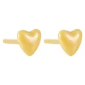 Minimalist yellow heart-shaped stud earrings with smooth glossy bioceramic finish for daily wear. - Heart Style (ED0388) / Light Yellow