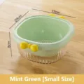 Small mint green double-layer drain basket with bow handle and transparent basin - S / Small Mint Green