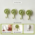 Set of 4 dull gray-green adhesive wall hooks with 360-degree rotation for bathroom - Set of 4 / Green