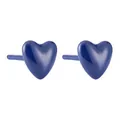 Elegante donkerblauwe hartvormige bio-keramische oorknopjes voor een chique look. - Hartstijl (ED0388) / Blauw