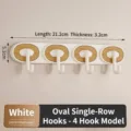 White oval 4-hook wall rack made of HIPS and fiberboard, 21.2cm length - Oval 4-Hook White