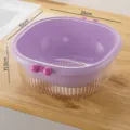 Large size lavender purple double-layer plastic drain basket for kitchen vegetable washing - Large Lavender Purple