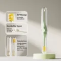 Green portable 2-in-1 ear and nose cleaner with silicone brush and protective case - Ear Pick / Fruit Green