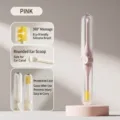 Pink portable dual-ended ear cleaner with silicone massage brush and rounded ear spoon - Ear Pick / Light Pink