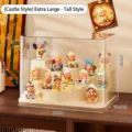 Extra-large transparent blind box display case for figurine collection storage - Heightened Castle Style / 32x18.5x23cm / Heightened Model Cream