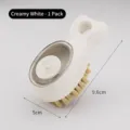 Cream white multifunctional liquid dispensing cleaning brush with dimensions 9.6cm by 5cm - Cream White