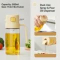 Cream white 500ml dual-use oil dispenser bottle for kitchen spraying and pouring - 500ml / White