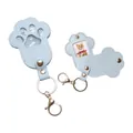Llavero conmemorativo de huella de mascota en cuero azul con ranura para fotos - Azul