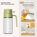 Integrated 500ml green spray and pour oil dispenser bottle with glass scale for kitchen - 500ml / Green
