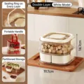 Portable double-layer white snack storage box with divided compartments and sealing rings - Double Layer / 3 Compartments at Bottom / Cream White