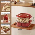 Red double-layer portable snack storage box with divided compartments and airtight lids - Double Layer / 3 Compartments at Bottom / Red