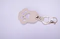 Llavero conmemorativo para mascotas con huella de perro de cuero beige - Blanco