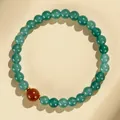 Eleganz im neuen chinesischen Stil: Armband aus grünem Chalzedon und rotem Achat - Blauwasser Chalzedon Karamell-Chalzedon Armband