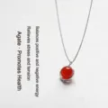 Collar minimalista con colgante redondo de ágata roja natural y cadena de plata - Ágata roja