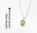 Colgante de cuarzo rutilado dorado elegante con cadena de plata fina - Cuarzo Rutilado Oro