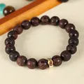 Exquisites Armband aus kleinblättrigem rotem Sandelholz mit chinesischer Tierkreisgravur - Tierkreiszeichen Drache und Schlange Stil (SL5646)