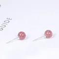 Elegante Ohrstecker aus 925er Sterlingsilber mit Erdbeerkristall und minimalistischem Design - Erdbeerquarz (925 Silber Ohrstecker-Stift)