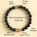 Handmade Natural Obsidian Bracelet featuring Jadeite Agate and Citrine Beads 15cm Circumference - 15cm Inner Circumference / 8mm Obsidian Bracelet Female