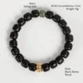 9mm ebony beaded bracelet with green Hetian jade and golden spacer bead - Black Sandalwood Hetian Jade Bracelet