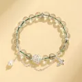 Bracciale di perle di loto in stile cinese con acquamarina e perla d'acqua dolce - Stile Quarzo Fantasma Verde