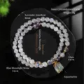 Pulsera elegante de doble capa de piedra lunar azul y amatista lavanda con aguamarina - Pulsera de Doble Hilo de Piedra de Luna Azul