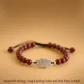 Red cinnabar bead bracelet with silver cloud charm engraved 'Pass Every Exam' - Black Rope - Exam Success