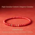 Red cinnabar bracelet with 4mm emperor cinnabar beads and golden koi fish lucky charm - Lucky Koi - Emperor Cinnabar / 4mm