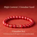 Traditional cinnabar bead bracelet with gold carp charm featuring 6mm high content beads - Emperor Cinnabar Koi Pendant Style / 6mm