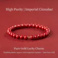 Premium natural red cinnabar 6mm bead bracelet with a 3mm 999 pure gold lucky charm - Emperor Cinnabar with 999 Gold Bead Style / 6mm Emperor Cinnabar + 3mm Gold Bead