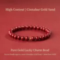 Elegant red cinnabar beaded bracelet featuring a single 3mm pure gold lucky bead charm - Purple Gold Cinnabar Transfer Bead Style / 6mm+3mm Gold Bead